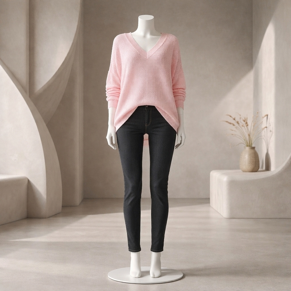 "BUNDLE" Pink V-Neck Sweater SZ. large BIBI JEANS SZ. XL Almost Judy Blues
